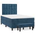 Cama Boxspring com Colchão 120x200 cm Veludo Azul-escuro