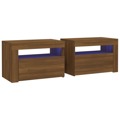 Mesas Cabeceira C/ Leds 2 pcs 60x35x40 cm Carvalho Castanho