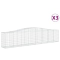 Cestos Gabião Arqueados 3 pcs 400x50x80/100cm Ferro Galvanizado