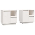 Mesas de Cabeceira 2 pcs 50x34x50 cm Pinho Maciço Branco