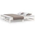 Sofá-cama de Puxar 2x(75x190) cm Madeira de Pinho Maciça Branco