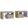 Mesas Cabeceira C/ Leds 2 pcs 70x36,5x40 cm Carvalho Sonoma