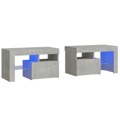 Mesas Cabeceira C/ Leds 2 pcs 70x36,5x40 cm Cinzento-cimento