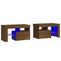 Mesas Cabeceira C/ Leds 2 pcs 70x36,5x40 cm Carvalho Castanho