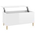 Mesa Centro 90x44,5x45 cm Derivados de Madeira Branco Brilhante