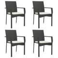 Cadeiras de Jardim com Almofadões 4 pcs Vime Pe Preto