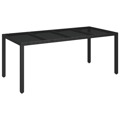 Mesa de Jardim com Tampo de Vidro 190x90x75 cm Vime Pe Preto