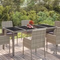 Mesa de Jardim com Tampo de Vidro 190x90x75 cm Vime Pe Cinza