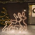 Figuras de Rena de Natal + Leds 2pcs 57x55x4,5 cm Branco Quente