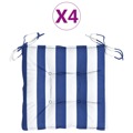 Almofadões P/ Cadeira 4pcs 40x40x7 cm Tecido Riscas Azul/branco