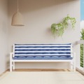 Almofadões P/ Banco Jardim 2 pcs 200x50x7 cm Tecido Azul/branco