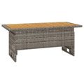 Mesa de Jardim 100x50x43/63 cm Acácia Maciça/vime Pe Cinza