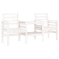 Banco de Jardim 2 Lugares com Mesa Pinho Maciço Branco