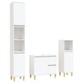 Conjunto Móveis Casa de Banho Madeira Processada Branco 3 pcs