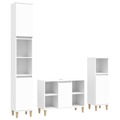 Conjunto Móveis Casa de Banho Derivados de Madeira Branco 3 pcs