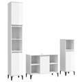 Conjunto Móveis Casa Banho Derivados Madeira Branco Brilhante 3pcs