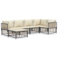 Conjunto Lounge de Jardim C/ Almofadões Vime Pe Antracite 6 pcs