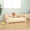 Cama para Cães 75,5x55,5x28 cm Madeira de Pinho Maciça