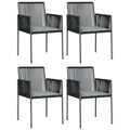 Cadeiras Jardim C/ Almofadões 4pcs 54x60,5x83,5cm Vime Pe Preto