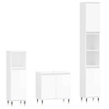 Conjunto Móveis Casa de Banho Deriv.madeira Branco Brilhante 3 pcs