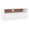 Móvel de Tv C/ Gavetas Alta 100x35x41 cm Pinho Maciço Branco