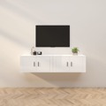 Móveis de Tv de Parede 2 pcs 80x34,5x40 cm Branco Brilhante