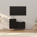 Conjunto Móveis de Tv Derivados de Madeira Preto 2 pcs