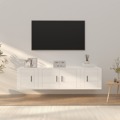 Conjunto Móveis de Tv Madeira Processada Branco Brilhante 3 pcs