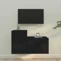 Conjunto Móveis de Tv Derivados de Madeira Preto 2 pcs