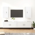 Conjunto Móveis de Tv 4 pcs Madeira Processada Branco