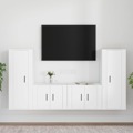 Conjunto Móveis de Tv 4 pcs Madeira Processada Branco