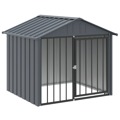 Casota para Cães com Teto 117x103x102 cm Aço Galvanizado Preto