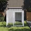 Casota para Cães com Parque Aço Galvanizado Cinzento-claro