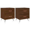 Mesa de Cabeceira 2 pcs Derivados de Madeira Carvalho Castanho