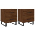 Mesa de Cabeceira 2 pcs Derivados de Madeira Carvalho Castanho