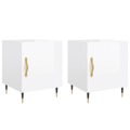 Mesa Cabeceira 2pcs 40x40x50cm Deriv. Madeira Branco Brilhante