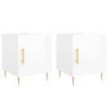 Mesa Cabeceira 2pcs 40x40x50cm Deriv. Madeira Branco Brilhante