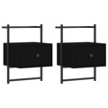 Mesas Cabeceira de Parede 2 pcs 35x30x51cm Deriv. Madeira Preto