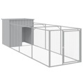 Casota Cães C/ Parque 110x405x110 cm Aço Galvaniz. Cinza-claro