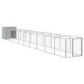 Casota P/cães C/parque 110x1017x110cm Aço Galvaniz. Cinza-claro