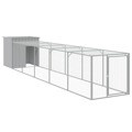 Galinheiro com Anexo 110x609x110 cm Aço Galvanizado Cinza-claro