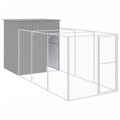 Casota Cães C/ Parque 165x455x181 cm Aço Galvaniz. Cinza-claro