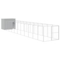 Casota Cães C/ Parque 214x1273x181 cm Aço Galvaniz. Cinza-claro