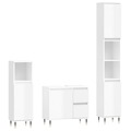 Conjunto Móveis Casa Banho Derivados Madeira Branco Brilhante 3pcs