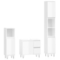 Conjunto Móveis Casa Banho Derivados Madeira Branco Brilhante 3pcs