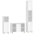 Conjunto Móveis Casa Banho Derivados Madeira Branco Brilhante 3pcs