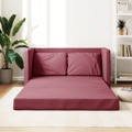 Sofá-cama sem Pés 112x174x55 cm Tecido Vermelho Tinto