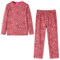 Pijama Manga Comprida P/ Criança C/ Estampa de Leopardo Rosa-velho 128