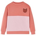 Sweatshirt para Criança Bloco de Cor e Design de Gato Rosa 140