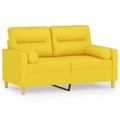 Sofá 2 Lug. + Almofadas Decorativas 120 cm Tecido Amarelo-claro